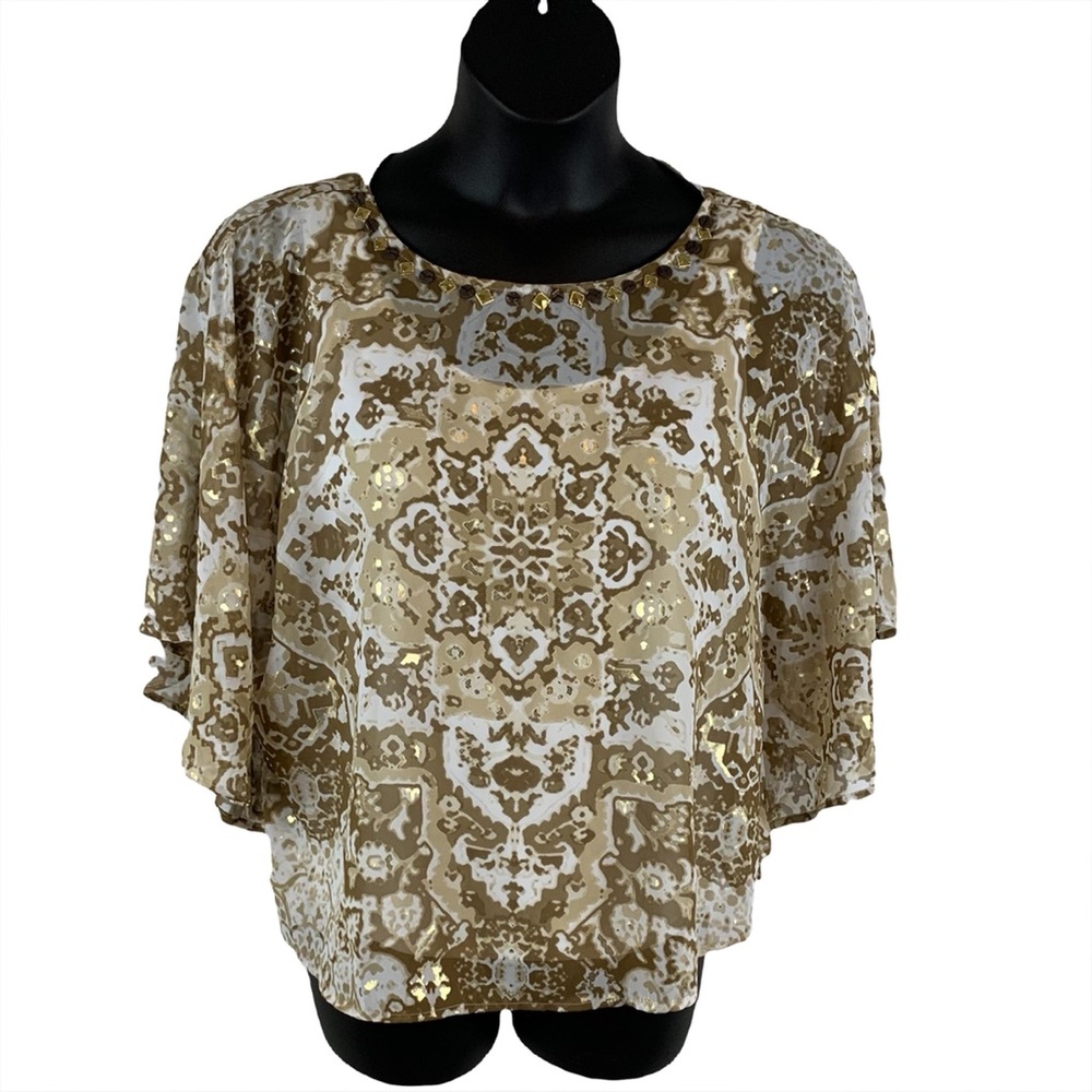 Ruby Rd Flutter Sleeve Poncho Blouse , Size Petit… - image 1